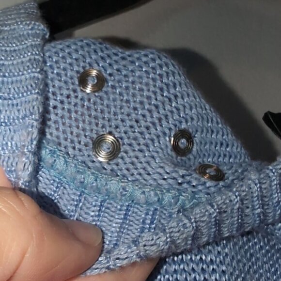 Vintage 80s Jewel Neck Sweater Knit Pullover Soft Blue Embellished Tunic - Picture 10 of 16